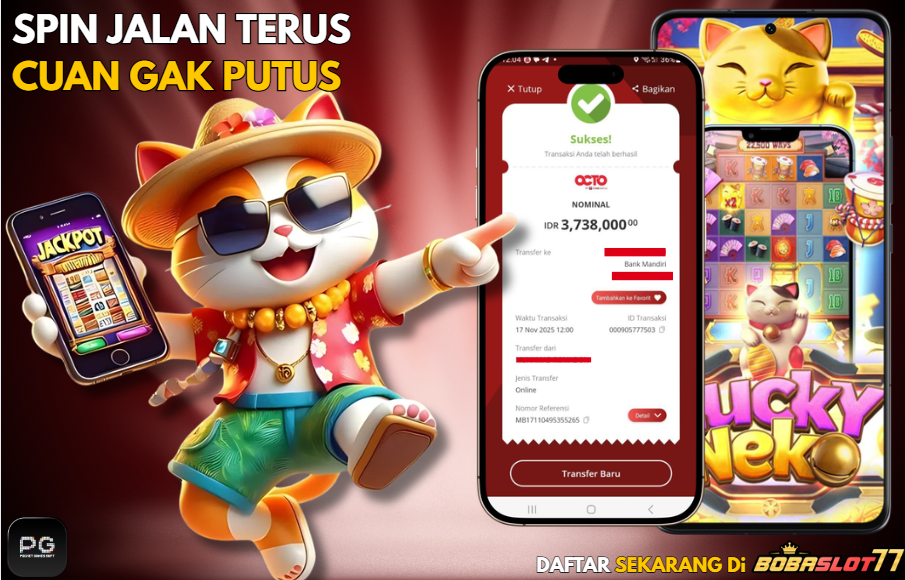 Selamat kepada user id : ay***6 Wede Rp 3.738.000 di Game LUCKY NEKO PG SOFT Cair Gk Sampe 1 Menit! Menang Mudah di Bobaslot77